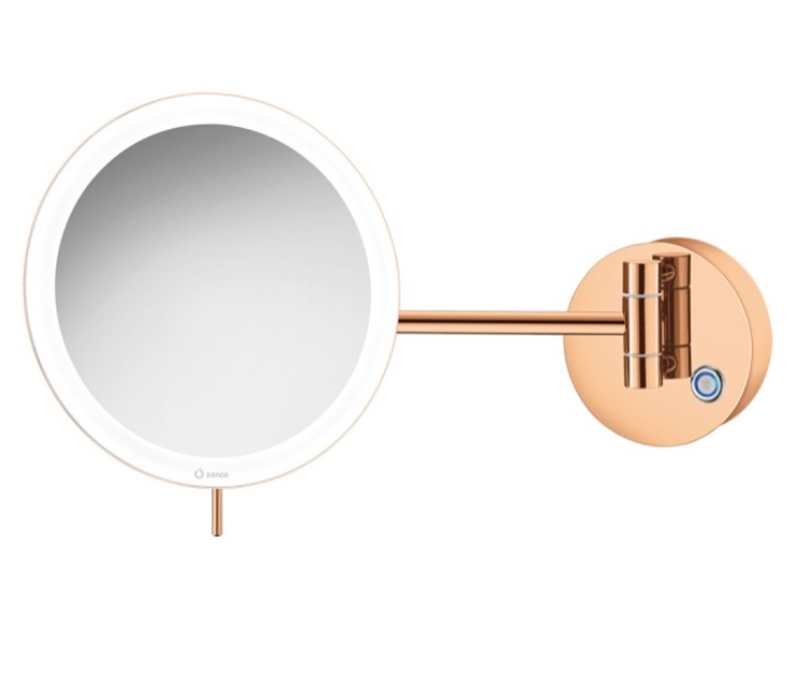 Επιτοίχιος μεγεθυντικός καθρέπτης με LED Sanco MRLED-705 Rose Gold 24k