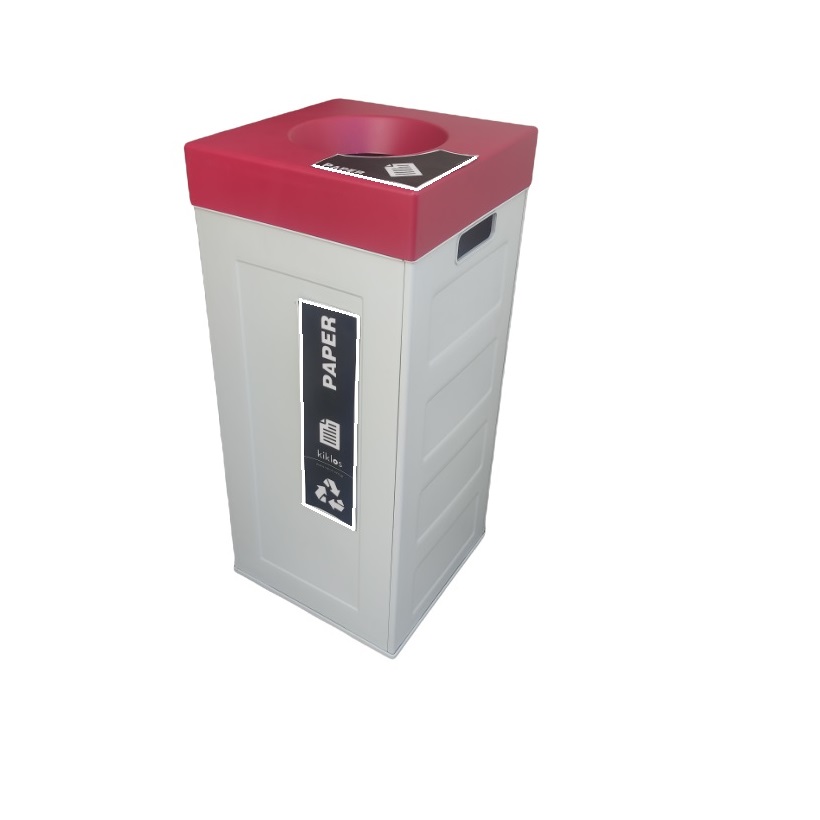 Viomes Κάδος Ανακύκλωσης Σειρά Kiklos Cubo Colored Covers 1070.1 70 Λίτρων Λευκό-Κόκκινο (30Χ30X70)