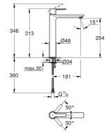Μπαταρία για νιπτήρα με βαλβίδα BRASS KLICK