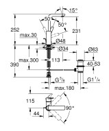 Μπαταρία για νιπτήρα με βαλβίδα BRASS KLICK