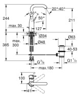 Μπαταρία για νιπτήρα με βαλβίδα BRASS KLICK