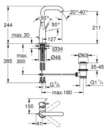 Μπαταρία για νιπτήρα με βαλβίδα BRASS KLICK