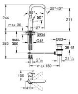 Μπαταρία για νιπτήρα με βαλβίδα BRASS KLICK