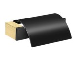 χαρτοθήκη μπάνιου με καπάκι Sanco, Allegory Brushed Brass-Black Mat 25617