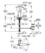 Μπαταρία για νιπτήρα με βαλβίδα BRASS KLICK