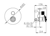 Μπαταρία για νιπτήρα με βαλβίδα BRASS KLICK