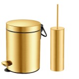 Σετ Χαρτοδοχείο 5 Λίτρων Με Πιγκάλ Sanco 90680-ΑΒ12 Brushed Brass Soft Close