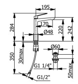 Μπαταρία για νιπτήρα με βαλβίδα BRASS KLICK