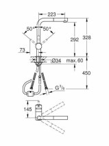 Μπαταρία για νιπτήρα με βαλβίδα BRASS KLICK