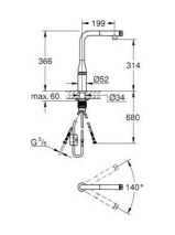 Μπαταρία για νιπτήρα με βαλβίδα BRASS KLICK