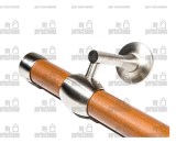 Κουπαστή σκάλας, ξύλινη Φ35, σετ κομπλέ, ξύλο-ίνοξ