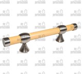 Κουπαστή σκάλας, ξύλινη Φ35, σετ κομπλέ, ξύλο-ίνοξ