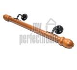 Οικονομική κουπαστή σκάλας, ξύλινη Φ35, σετ κομπλέ