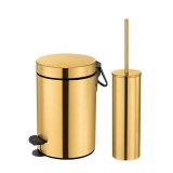 Σετ χαρτοδοχείο 3 λίτρων με πιγκάλ Sanco Brushed Gold 24k