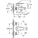 Μπαταρία για νιπτήρα με βαλβίδα BRASS KLICK